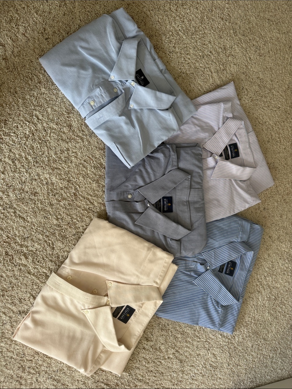 Stanford Men's Dress Shirt Pack — Light Blue, Gray, Cream, Blue Stripe